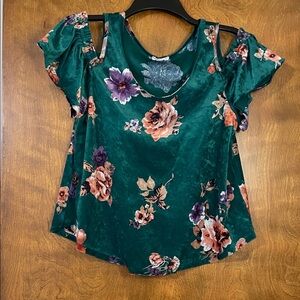 Sienna Sky Floral Cold Shoulder Blouse - Green and Purple